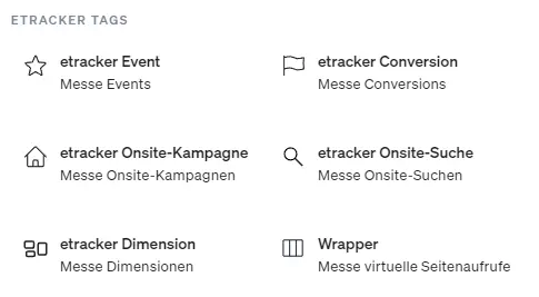 etracker Tags im etracker tag manager auswählen