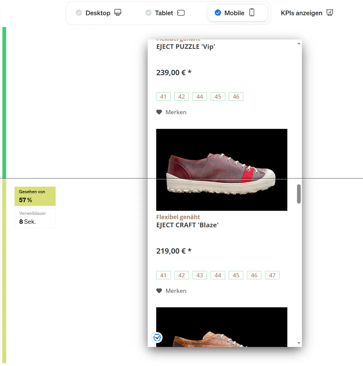 Screenshot of etracker analytics UX analysis